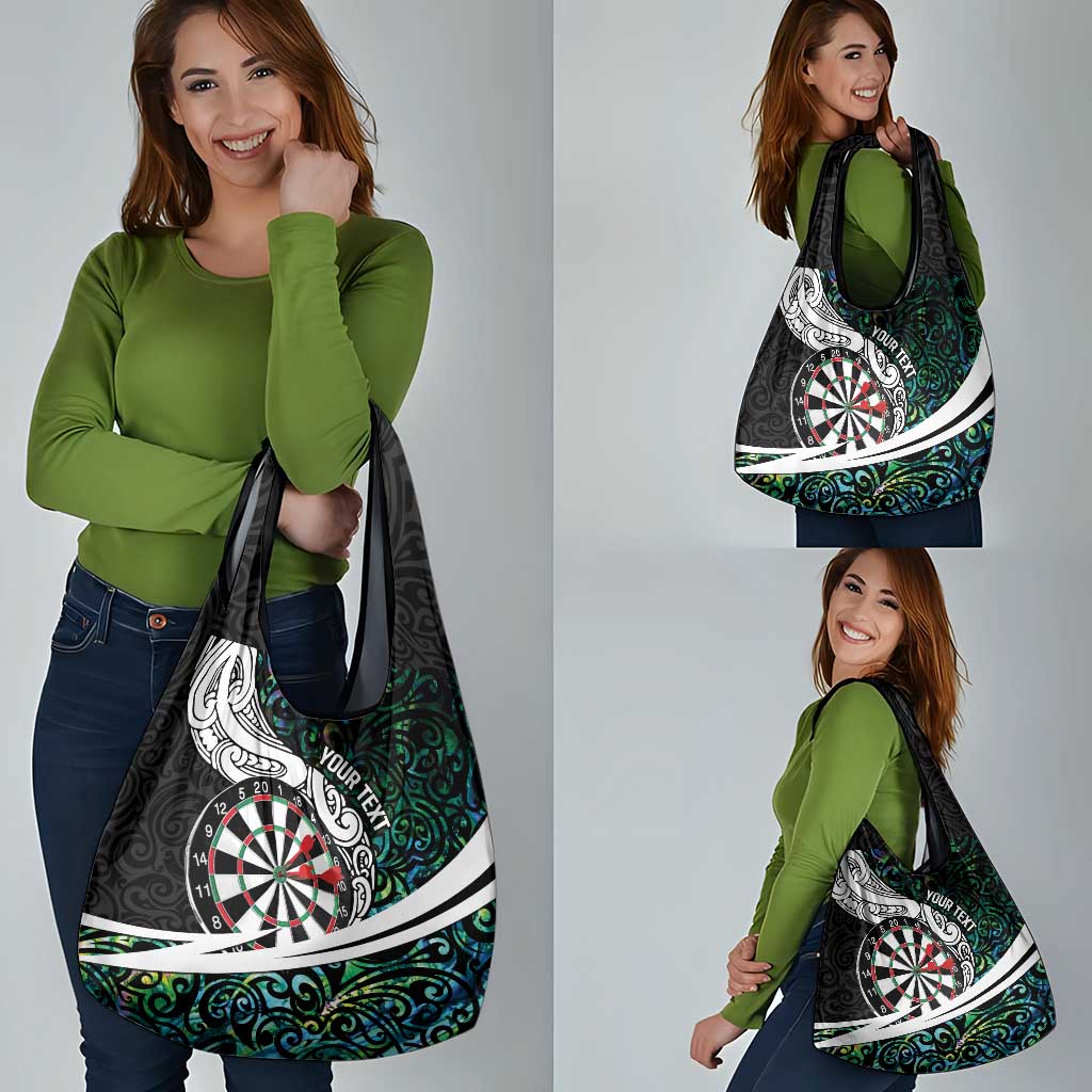 Personalized NZ Darts Grocery Bag Paua Shell Maori Koru Whakairo LT7 - Polynesian Pride