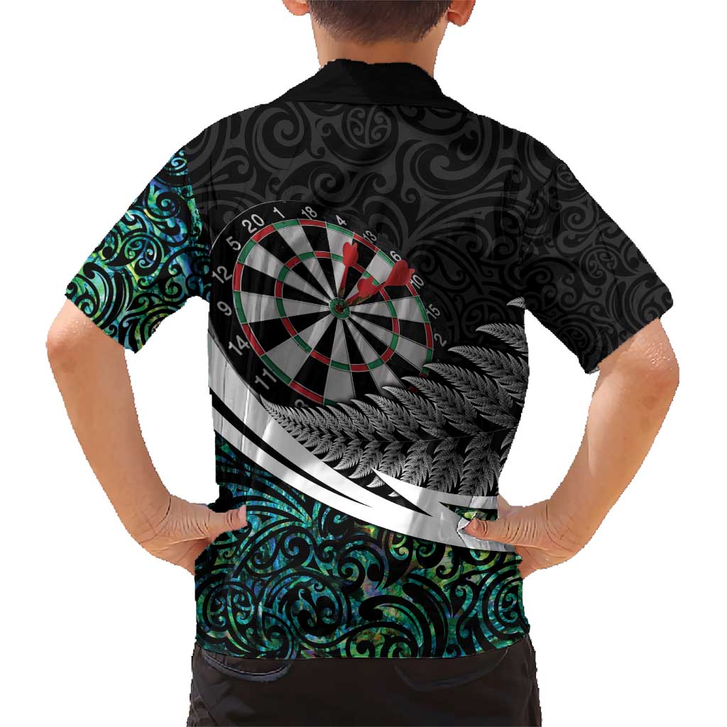 Personalized NZ Darts Hawaiian Shirt Paua Shell Maori Koru Whakairo LT7 - Polynesian Pride
