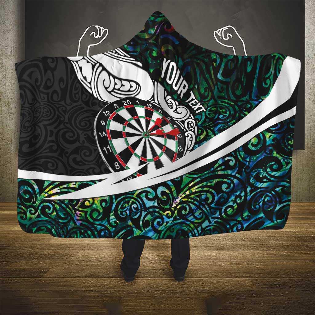 Personalized NZ Darts Hooded Blanket Paua Shell Maori Koru Whakairo - Polynesian Pride