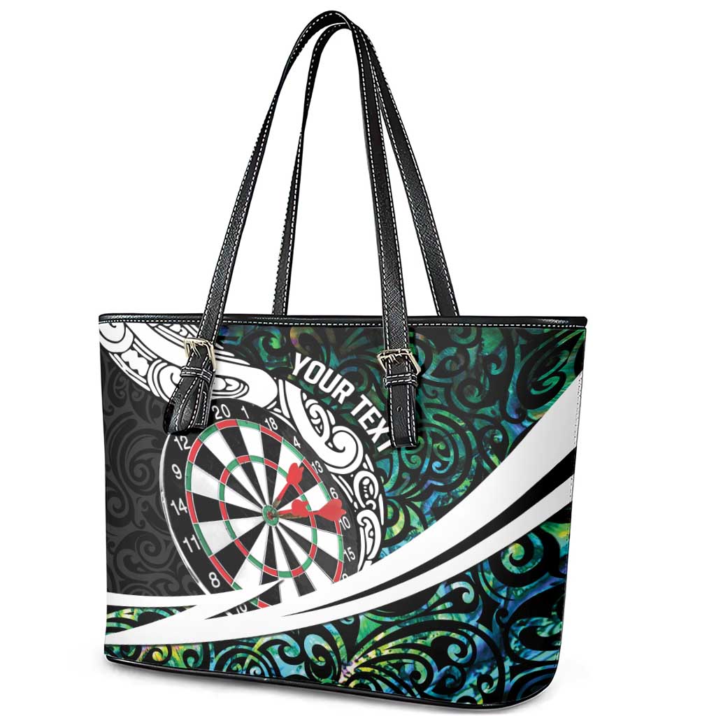 Personalized NZ Darts Leather Tote Bag Paua Shell Maori Koru Whakairo - Polynesian Pride