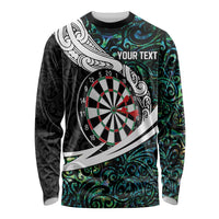 Personalized NZ Darts Long Sleeve Shirt Paua Shell Maori Koru Whakairo LT7 Unisex Colorful - Polynesian Pride