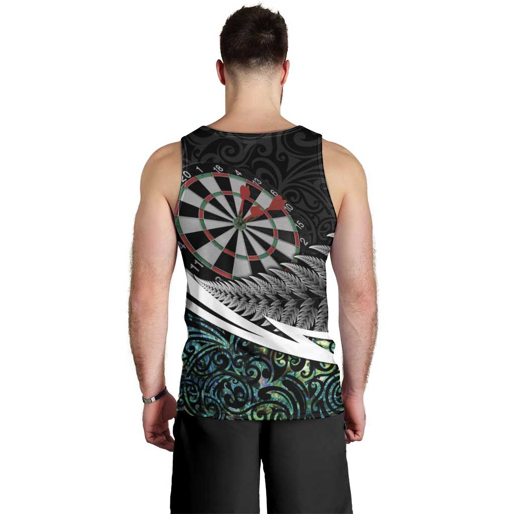 Personalized NZ Darts Men Tank Top Paua Shell Maori Koru Whakairo LT7 - Polynesian Pride