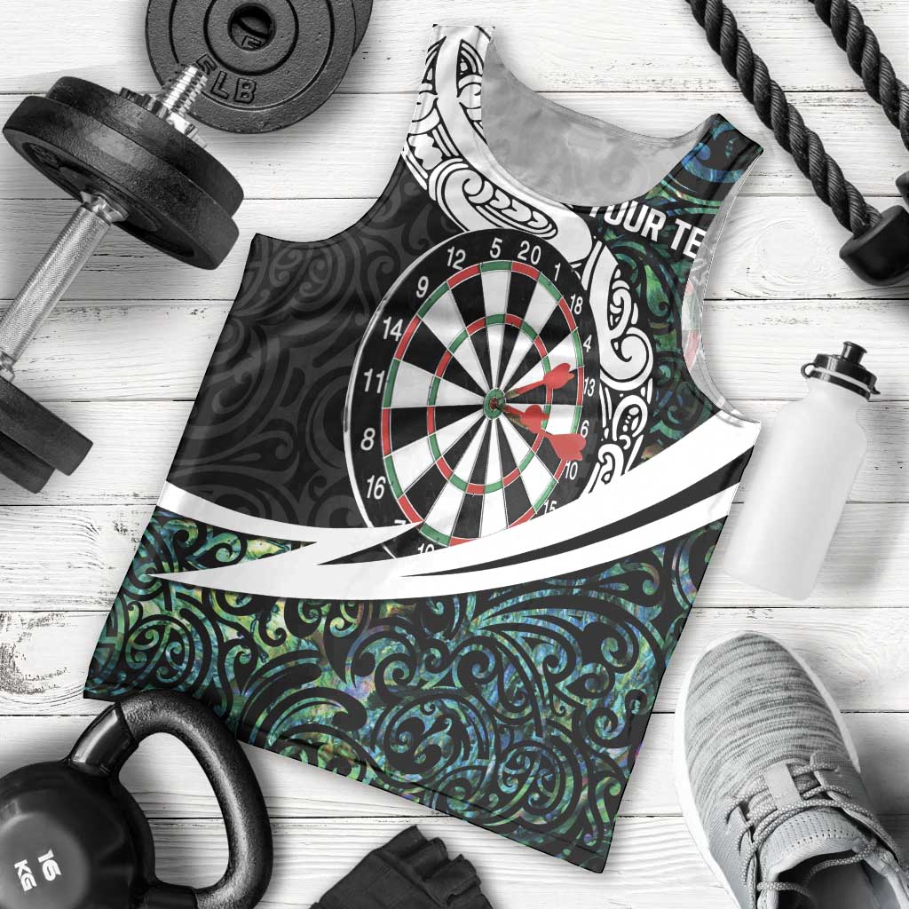 Personalized NZ Darts Men Tank Top Paua Shell Maori Koru Whakairo LT7 - Polynesian Pride