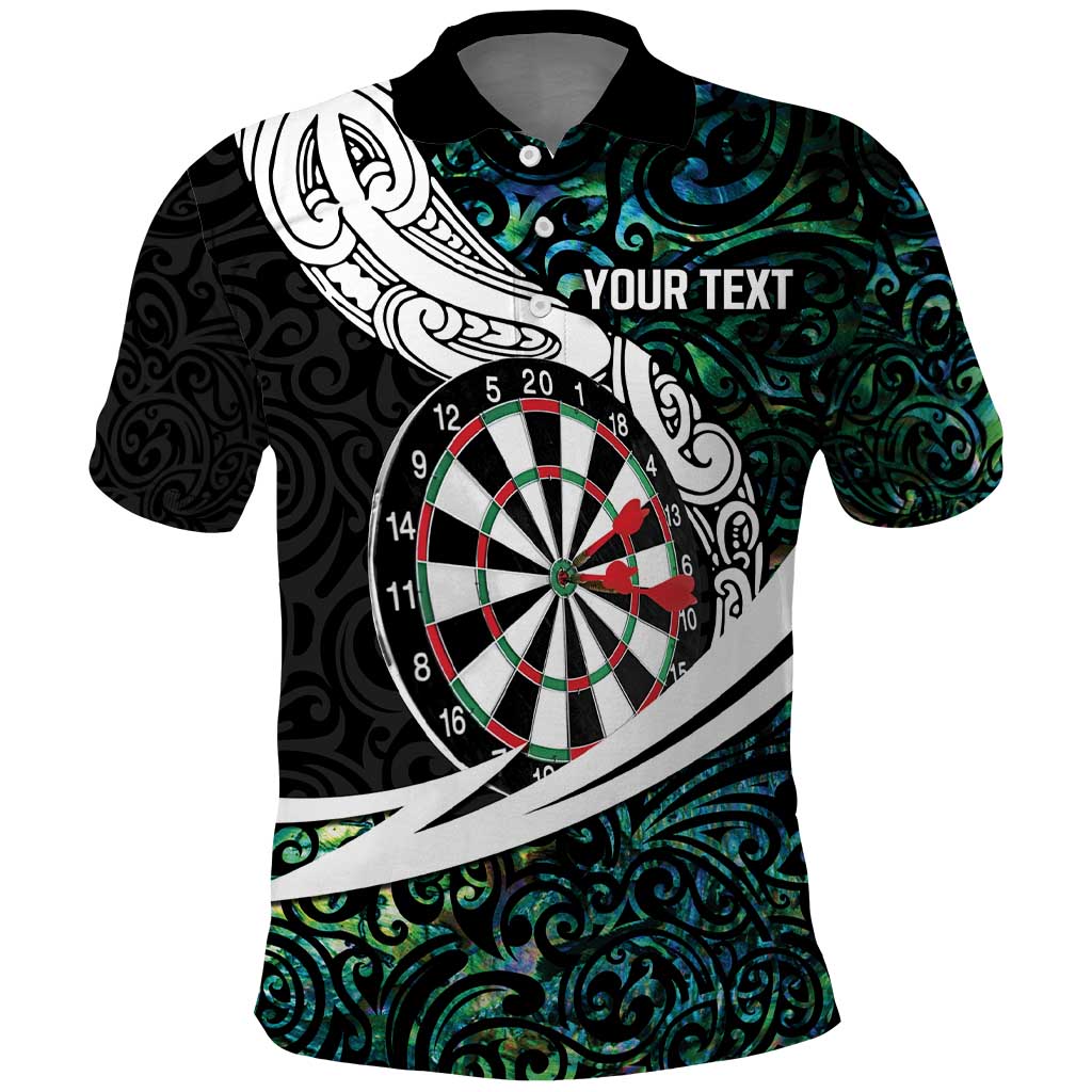 Personalized NZ Darts Polo Shirt Paua Shell Maori Koru Whakairo - Polynesian Pride