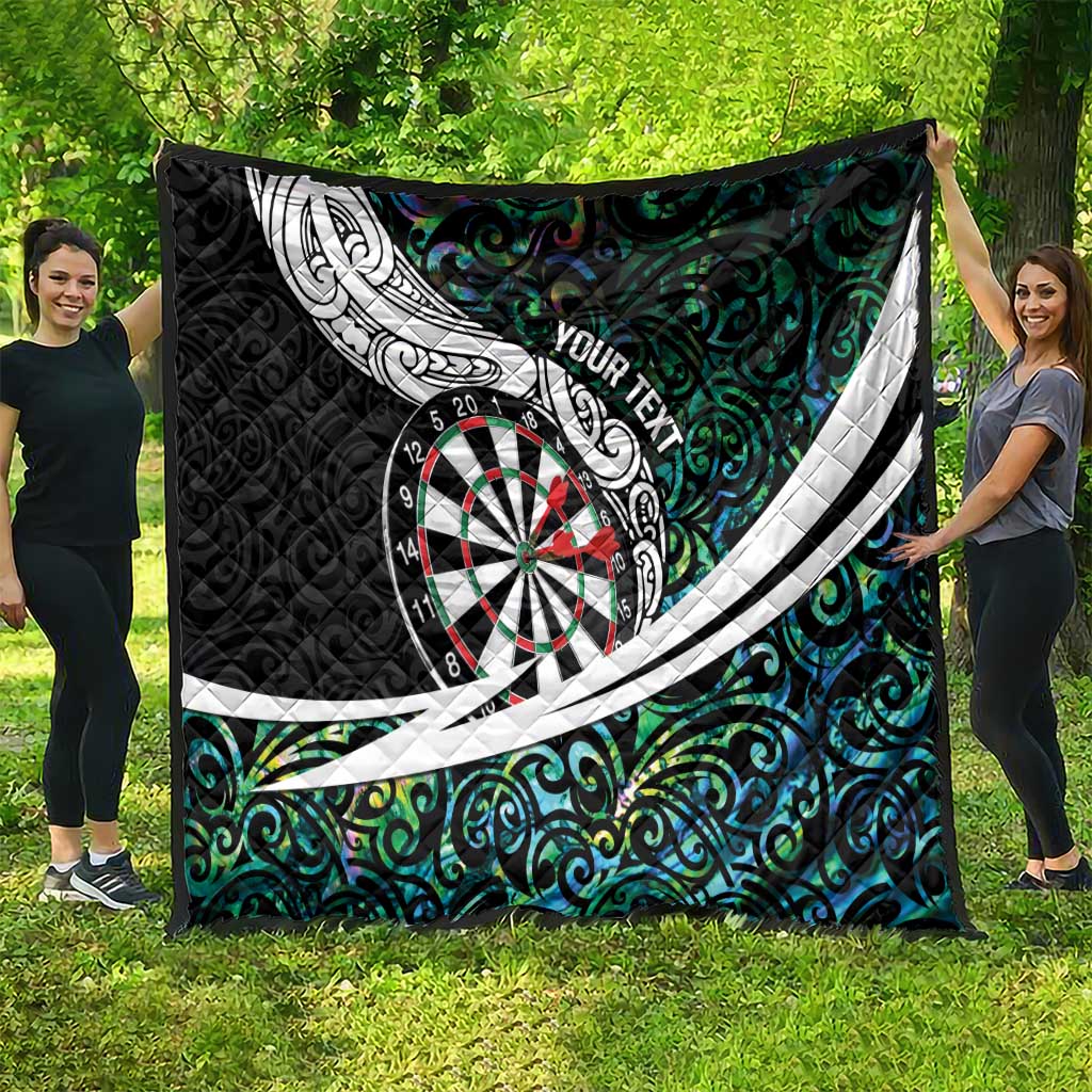 Personalized NZ Darts Quilt Paua Shell Maori Koru Whakairo - Polynesian Pride