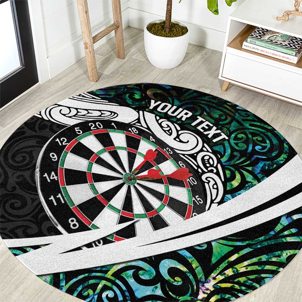 Personalized NZ Darts Round Carpet Paua Shell Maori Koru Whakairo - Polynesian Pride