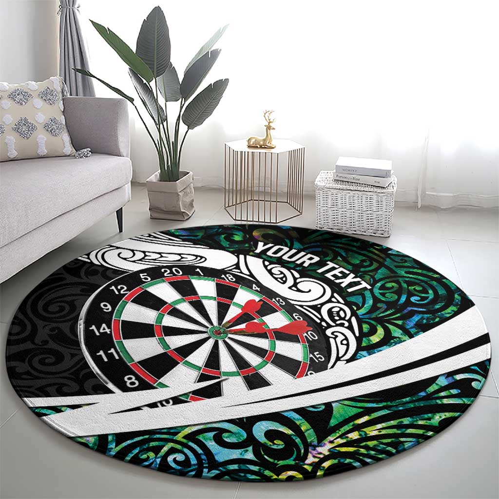 Personalized NZ Darts Round Carpet Paua Shell Maori Koru Whakairo - Polynesian Pride