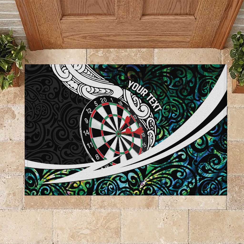 Personalized NZ Darts Rubber Doormat Paua Shell Maori Koru Whakairo LT7 Colorful - Polynesian Pride