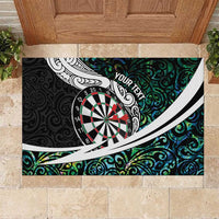 Personalized NZ Darts Rubber Doormat Paua Shell Maori Koru Whakairo LT7 Colorful - Polynesian Pride