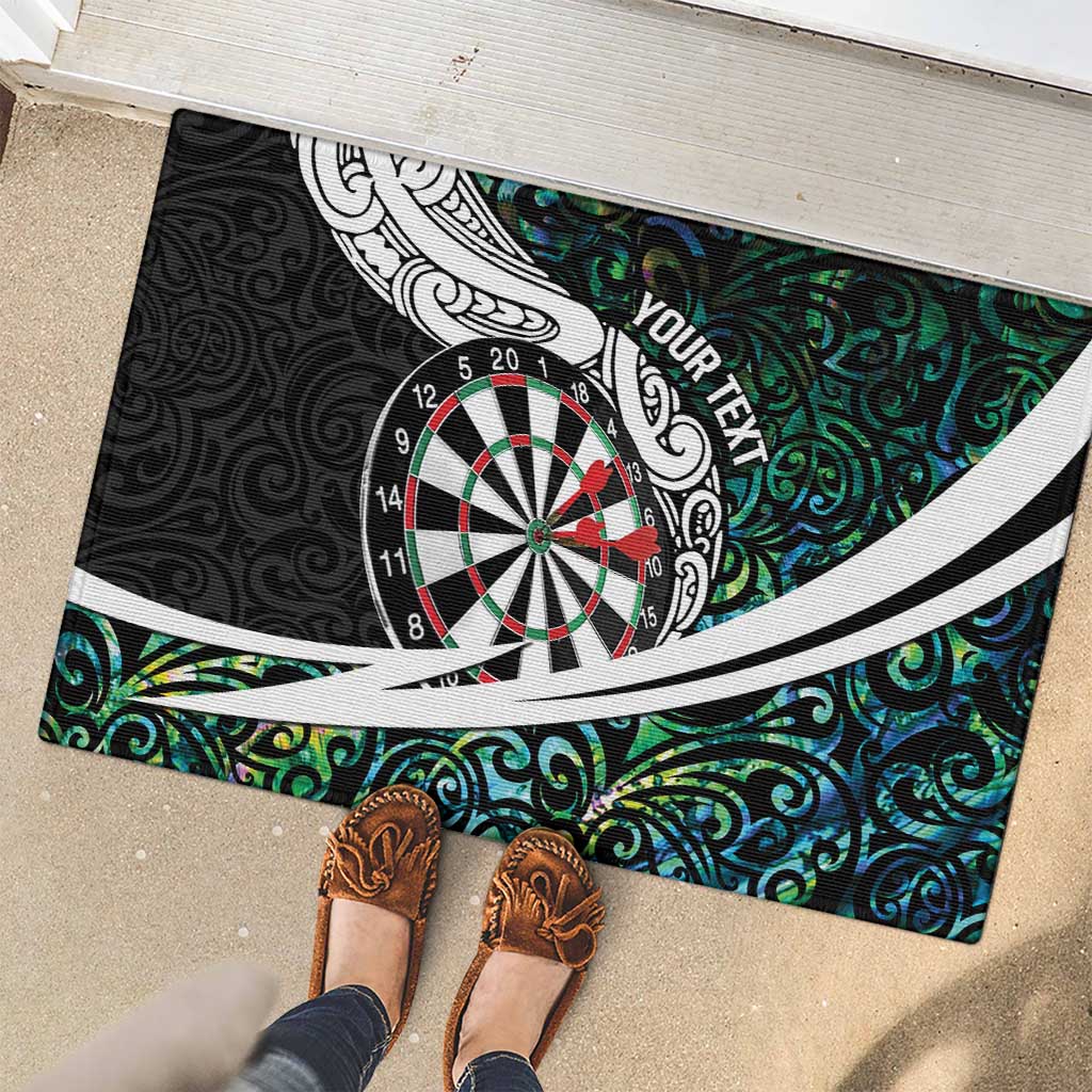 Personalized NZ Darts Rubber Doormat Paua Shell Maori Koru Whakairo LT7 - Polynesian Pride