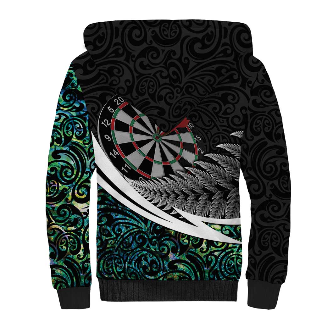 Personalized NZ Darts Sherpa Hoodie Paua Shell Maori Koru Whakairo LT7 - Polynesian Pride
