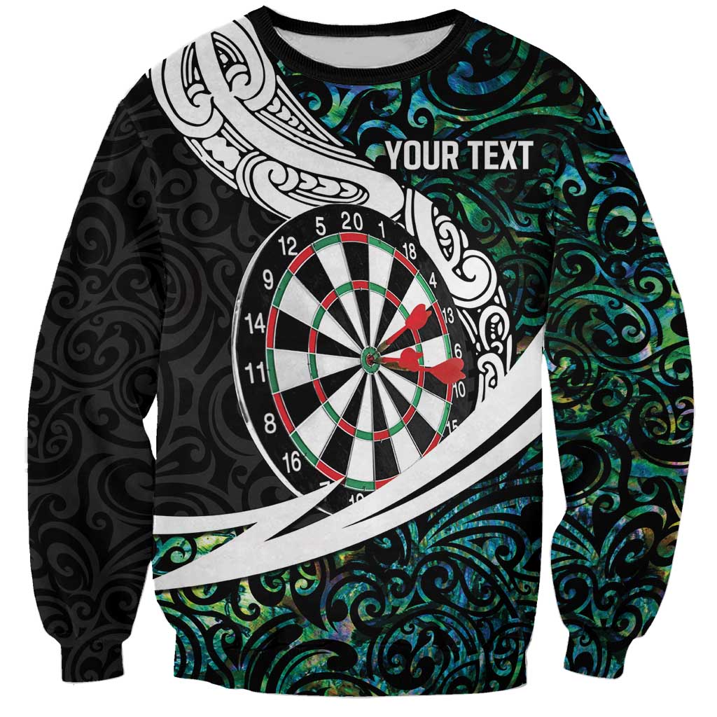 Personalized NZ Darts Sweatshirt Paua Shell Maori Koru Whakairo LT7 Unisex Colorful - Polynesian Pride