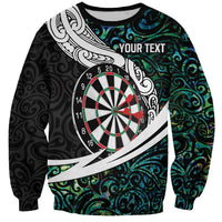 Personalized NZ Darts Sweatshirt Paua Shell Maori Koru Whakairo LT7 Unisex Colorful - Polynesian Pride