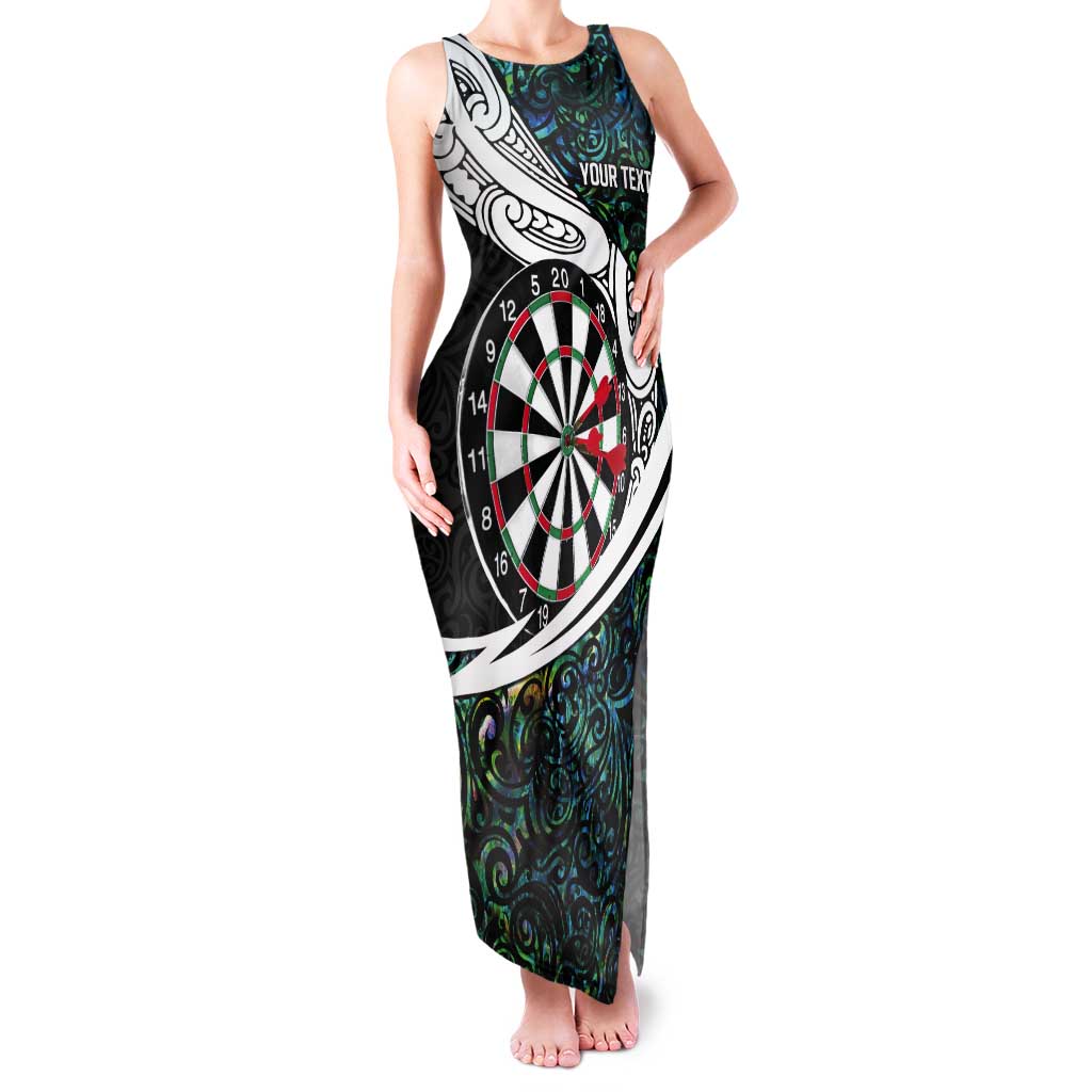 Personalized NZ Darts Tank Maxi Dress Paua Shell Maori Koru Whakairo - Polynesian Pride