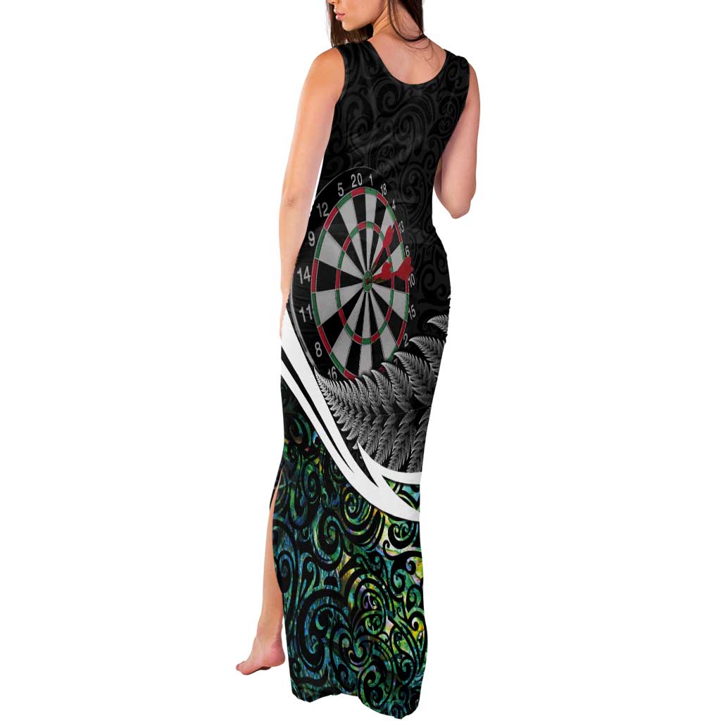 Personalized NZ Darts Tank Maxi Dress Paua Shell Maori Koru Whakairo - Polynesian Pride