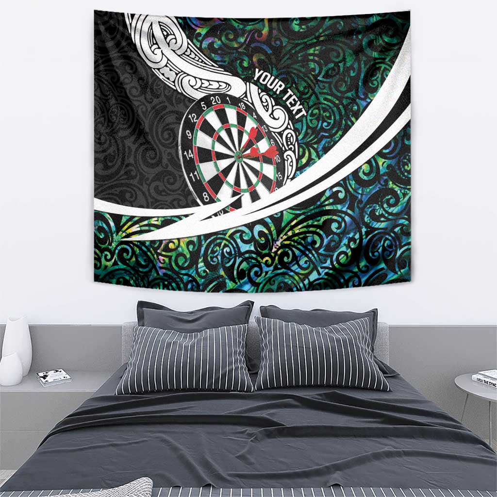 Personalized NZ Darts Tapestry Paua Shell Maori Koru Whakairo - Polynesian Pride