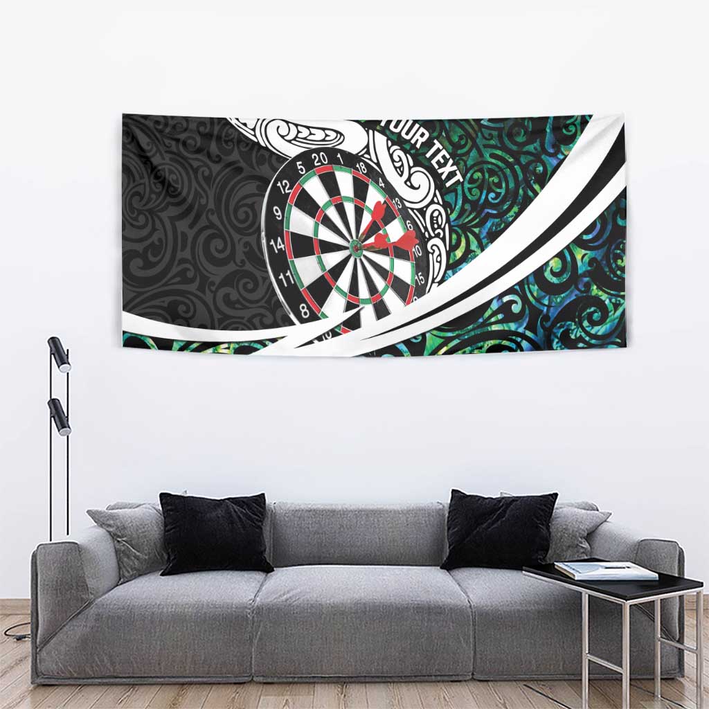 Personalized NZ Darts Tapestry Paua Shell Maori Koru Whakairo - Polynesian Pride