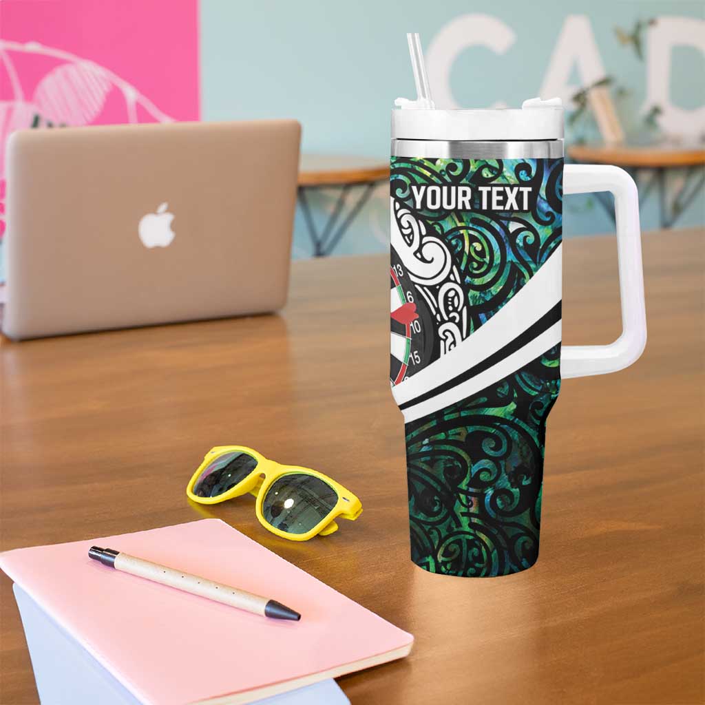 Personalized NZ Darts Tumbler With Handle Paua Shell Maori Koru Whakairo - Polynesian Pride