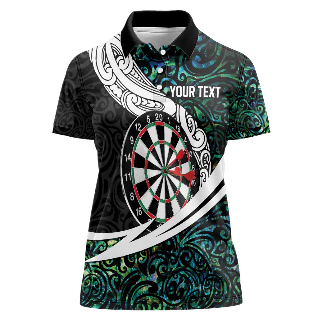 Personalized NZ Darts Women Polo Shirt Paua Shell Maori Koru Whakairo - Polynesian Pride