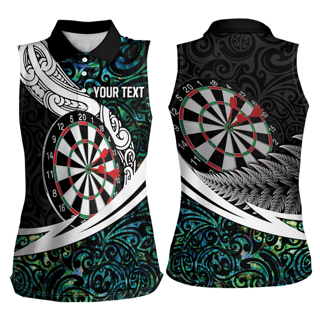 Personalized NZ Darts Women Sleeveless Polo Shirt Paua Shell Maori Koru Whakairo - Polynesian Pride