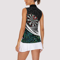 Personalized NZ Darts Women Sleeveless Polo Shirt Paua Shell Maori Koru Whakairo - Polynesian Pride