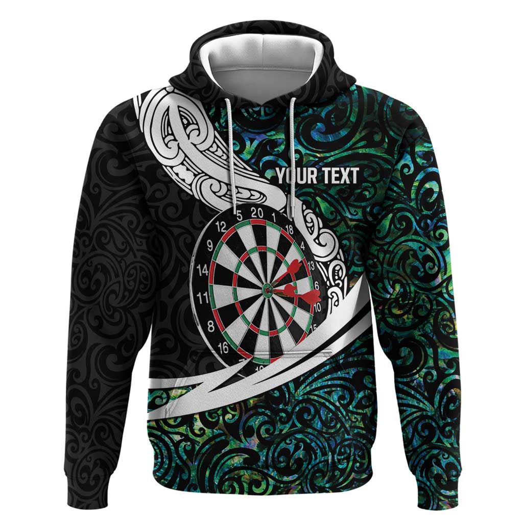 Personalized NZ Darts Zip Hoodie Paua Shell Maori Koru Whakairo - Polynesian Pride