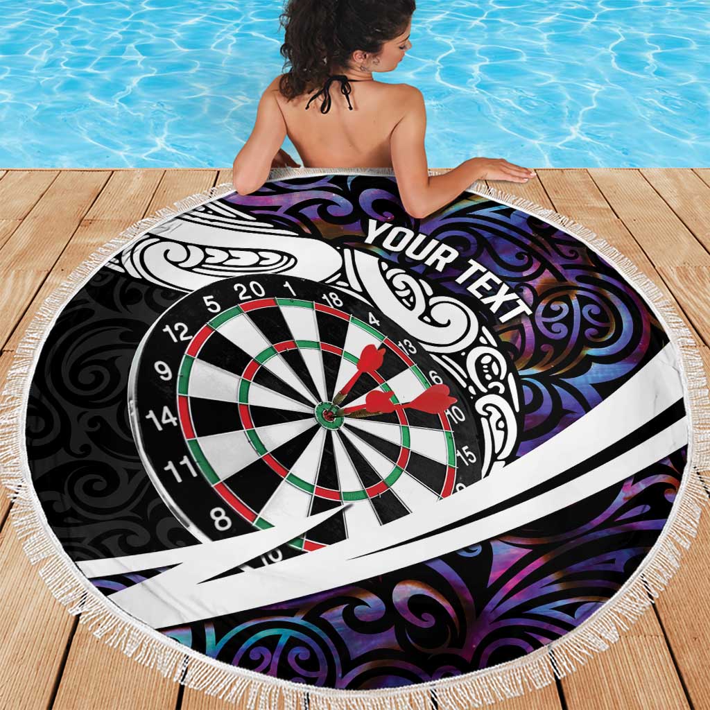 Personalized NZ Darts Beach Blanket Paua Shell Maori Koru Whakairo - Purple LT7 - Polynesian Pride