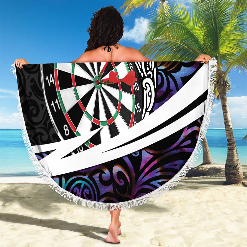 Personalized NZ Darts Beach Blanket Paua Shell Maori Koru Whakairo - Purple LT7 - Polynesian Pride
