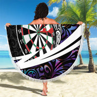 Personalized NZ Darts Beach Blanket Paua Shell Maori Koru Whakairo - Purple LT7 - Polynesian Pride