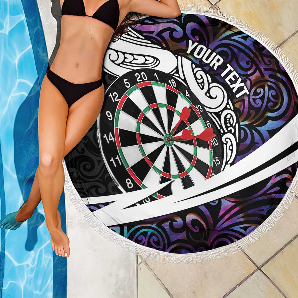 Personalized NZ Darts Beach Blanket Paua Shell Maori Koru Whakairo - Purple LT7 - Polynesian Pride