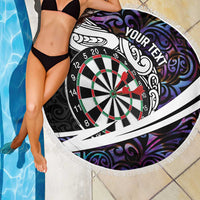 Personalized NZ Darts Beach Blanket Paua Shell Maori Koru Whakairo - Purple LT7 - Polynesian Pride
