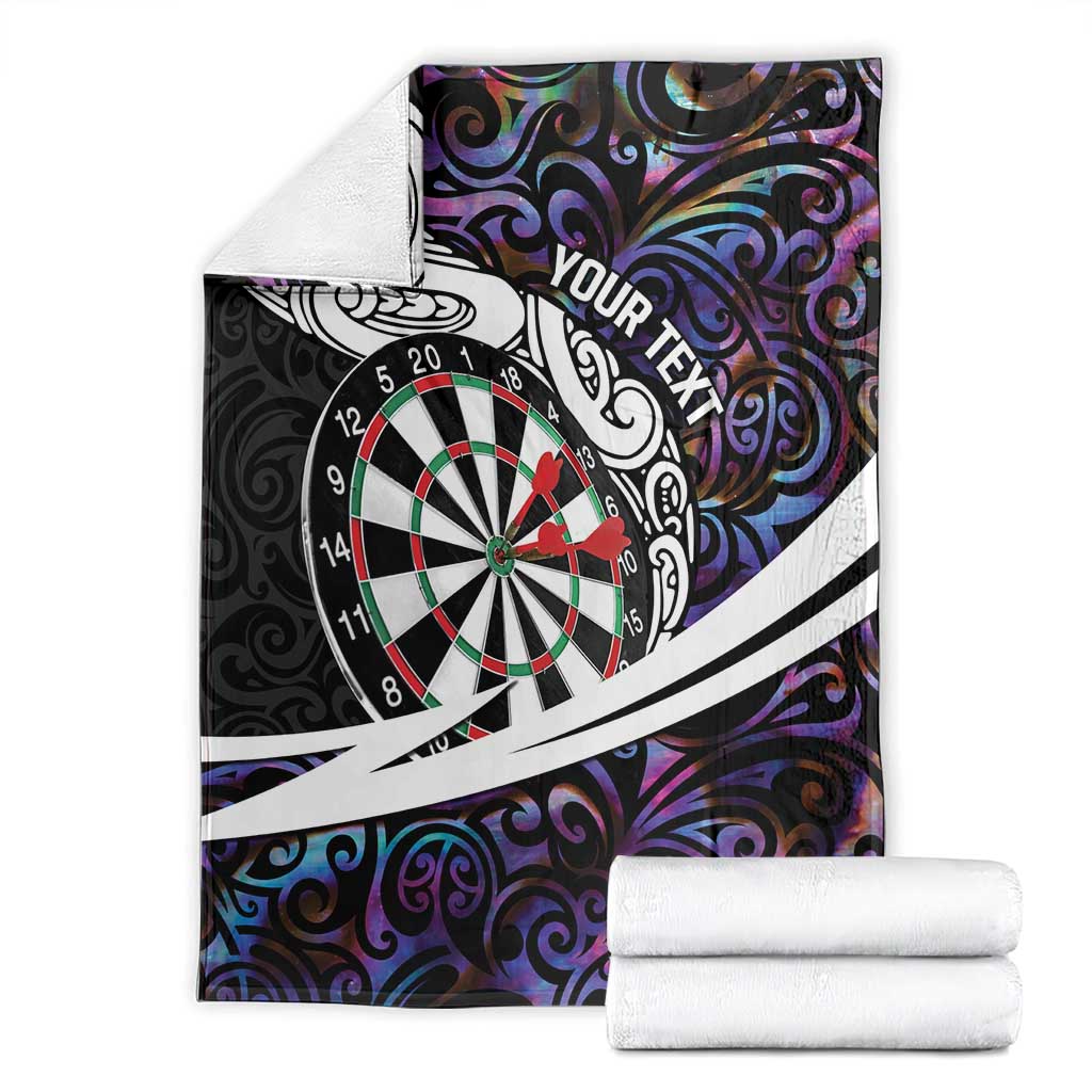 Personalized NZ Darts Blanket Paua Shell Maori Koru Whakairo - Purple - Polynesian Pride