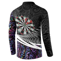 Personalized NZ Darts Button Sweatshirt Paua Shell Maori Koru Whakairo - Purple LT7 - Polynesian Pride