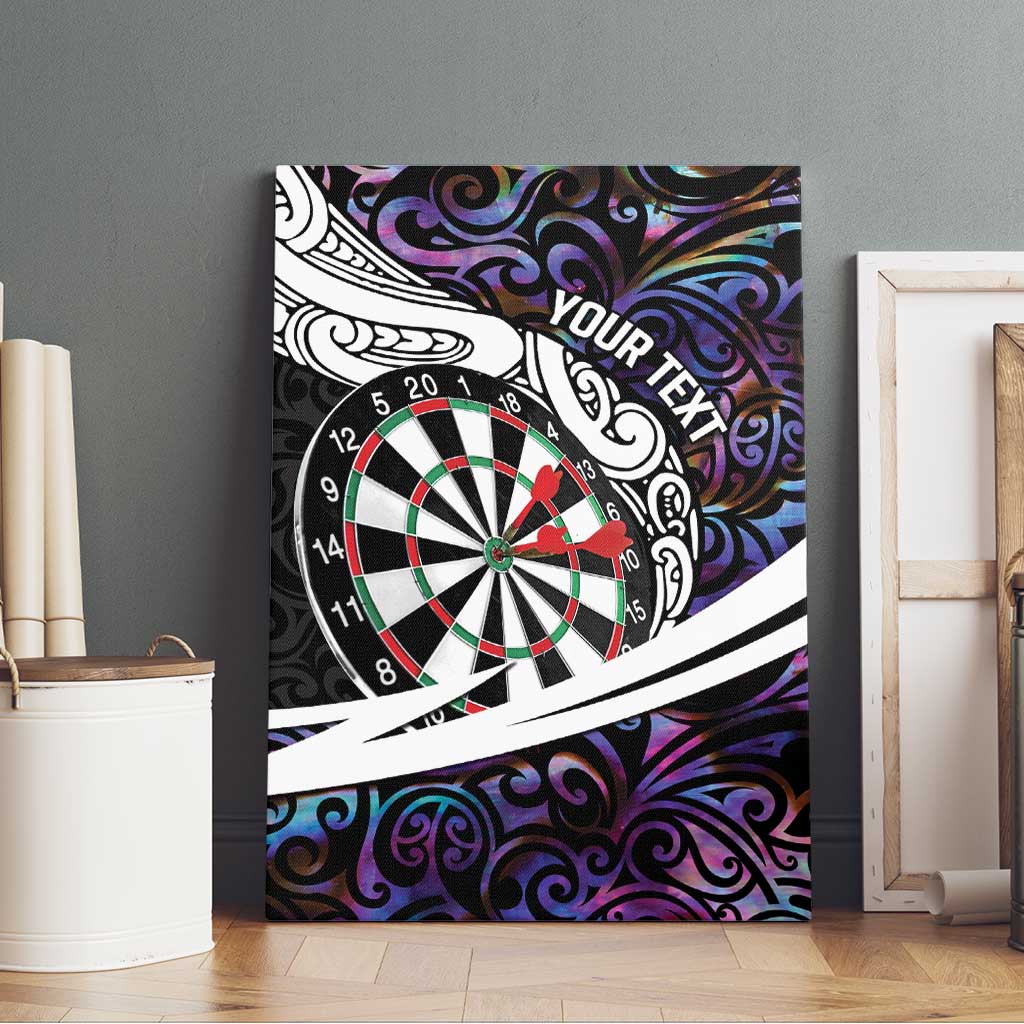 Personalized NZ Darts Canvas Wall Art Paua Shell Maori Koru Whakairo - Purple LT7 - Polynesian Pride