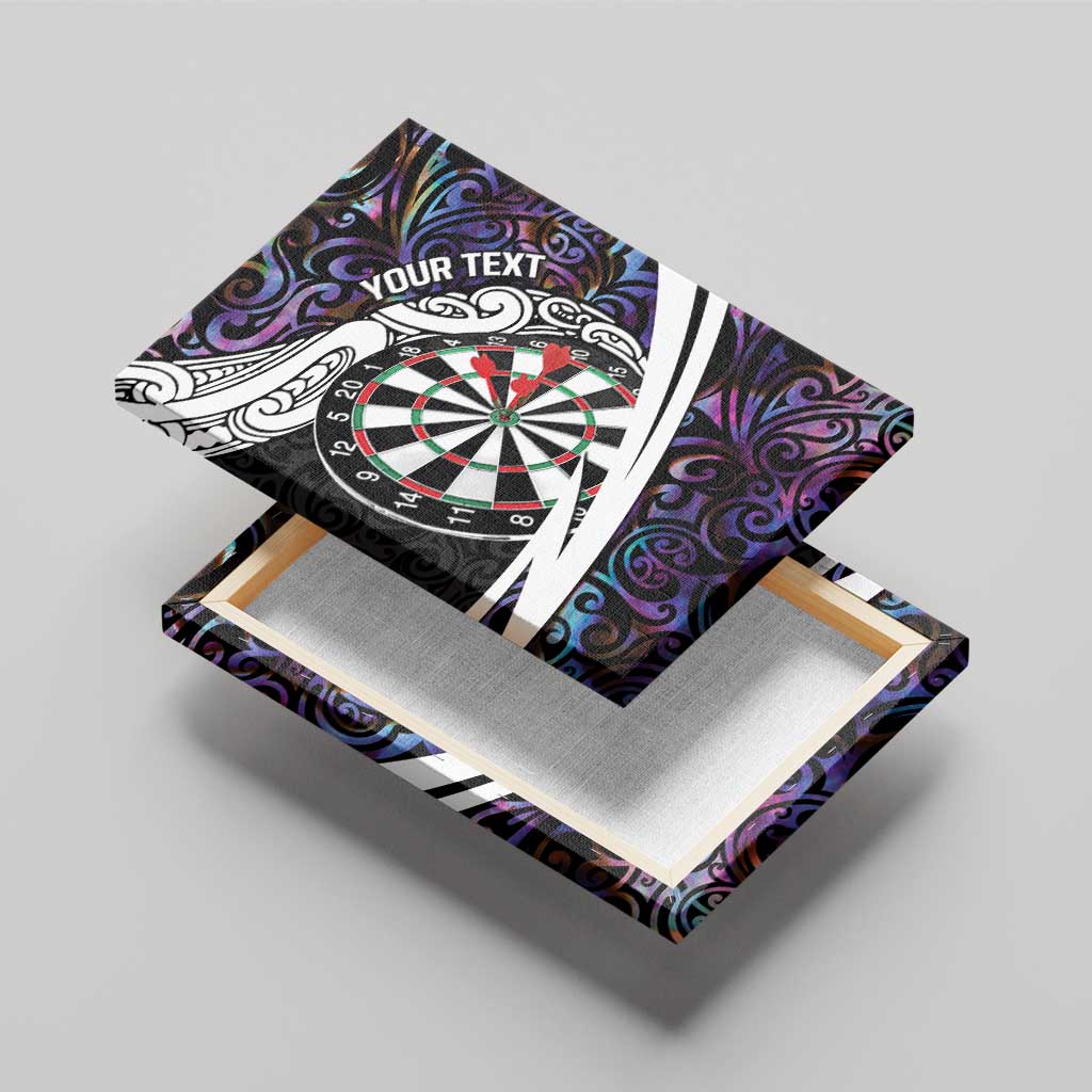Personalized NZ Darts Canvas Wall Art Paua Shell Maori Koru Whakairo - Purple LT7 - Polynesian Pride