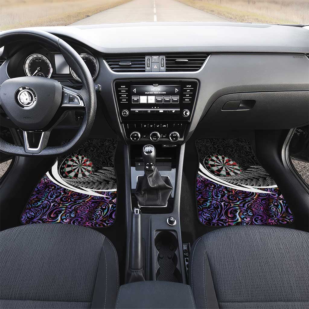 Personalized NZ Darts Car Mats Paua Shell Maori Koru Whakairo - Purple LT7 Set 2pcs - Front Purple - Polynesian Pride