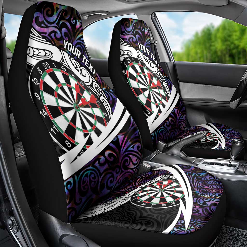 Personalized NZ Darts Car Seat Cover Paua Shell Maori Koru Whakairo - Purple - Polynesian Pride