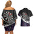 Personalized NZ Darts Couples Matching Off Shoulder Short Dress and Hawaiian Shirt Paua Shell Maori Koru Whakairo - Purple - Polynesian Pride