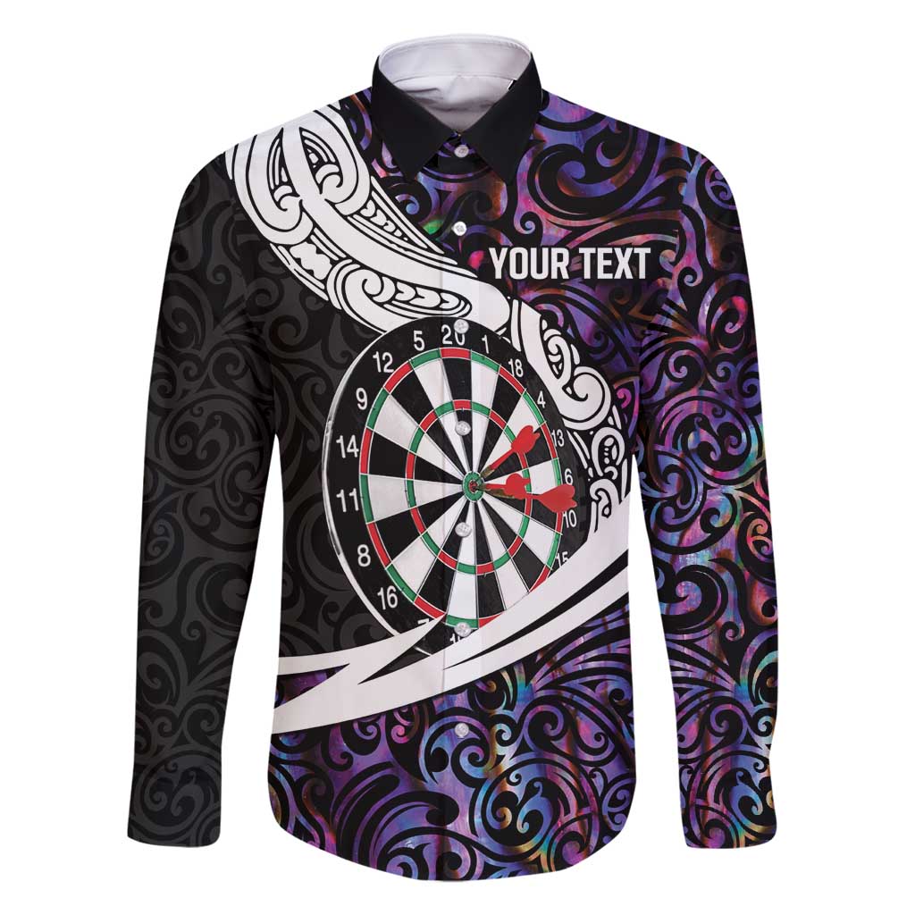 Personalized NZ Darts Family Matching Tank Maxi Dress and Hawaiian Shirt Paua Shell Maori Koru Whakairo - Purple - Polynesian Pride