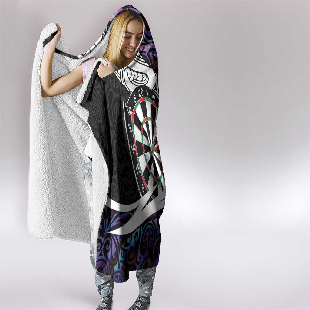 Personalized NZ Darts Hooded Blanket Paua Shell Maori Koru Whakairo - Purple LT7 - Polynesian Pride