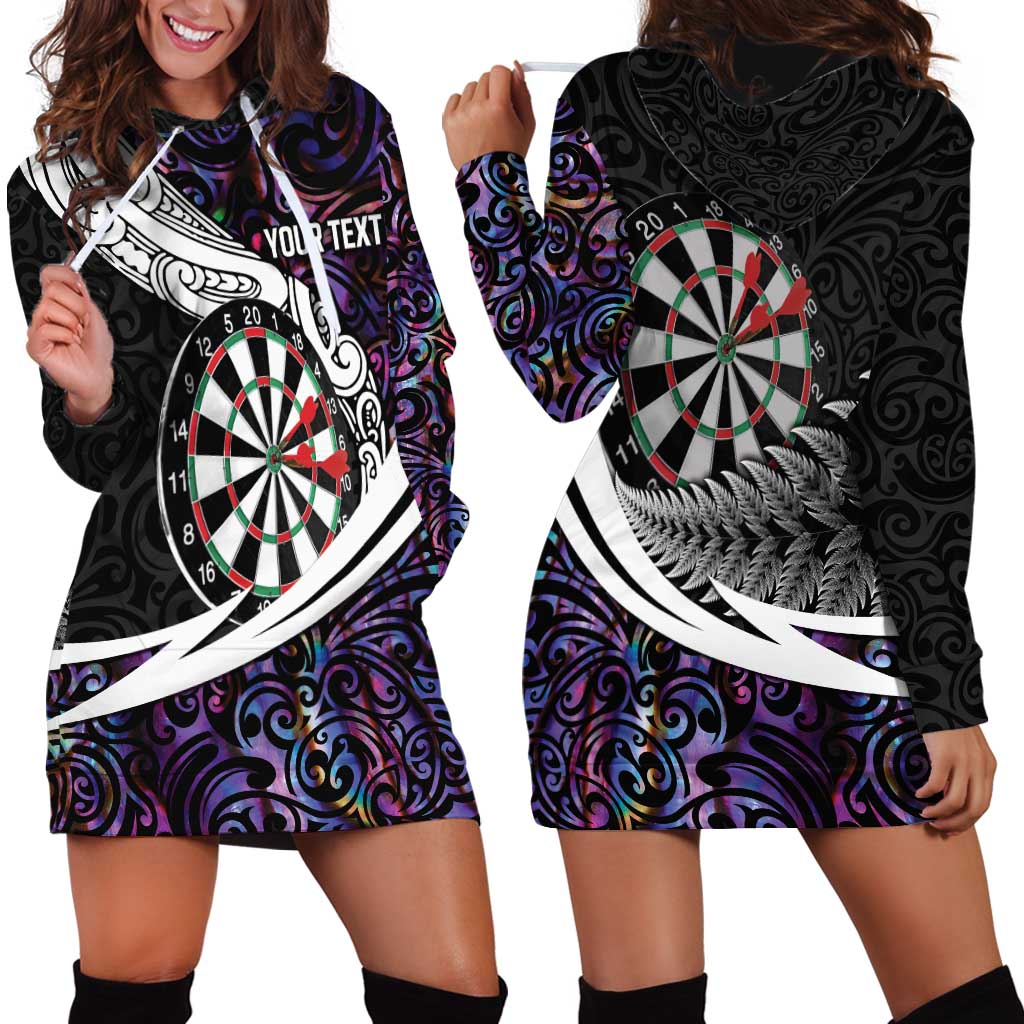 Personalized NZ Darts Hoodie Dress Paua Shell Maori Koru Whakairo - Purple - Polynesian Pride