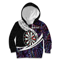 Personalized NZ Darts Kid Hoodie Paua Shell Maori Koru Whakairo - Purple - Polynesian Pride