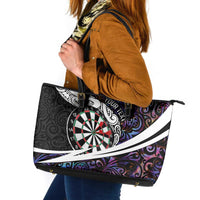 Personalized NZ Darts Leather Tote Bag Paua Shell Maori Koru Whakairo - Purple - Polynesian Pride