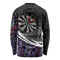 Personalized NZ Darts Long Sleeve Shirt Paua Shell Maori Koru Whakairo - Purple LT7 - Polynesian Pride