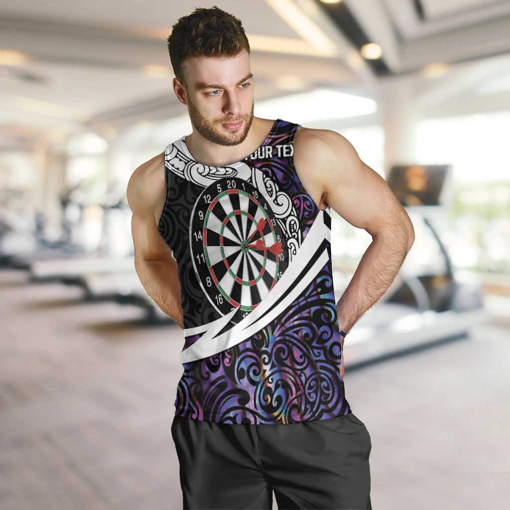 Personalized NZ Darts Men Tank Top Paua Shell Maori Koru Whakairo - Purple LT7 Purple - Polynesian Pride