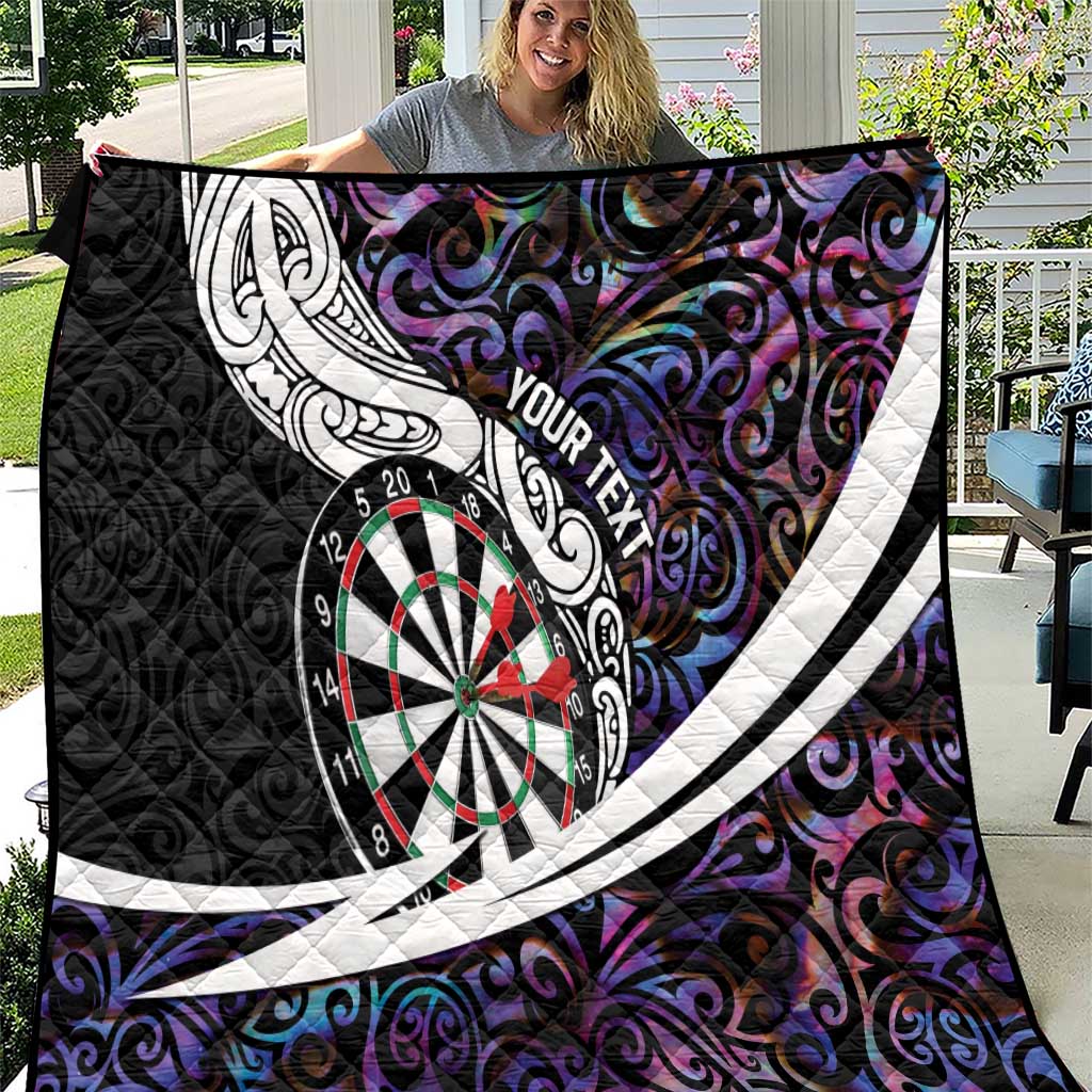 Personalized NZ Darts Quilt Paua Shell Maori Koru Whakairo - Purple - Polynesian Pride