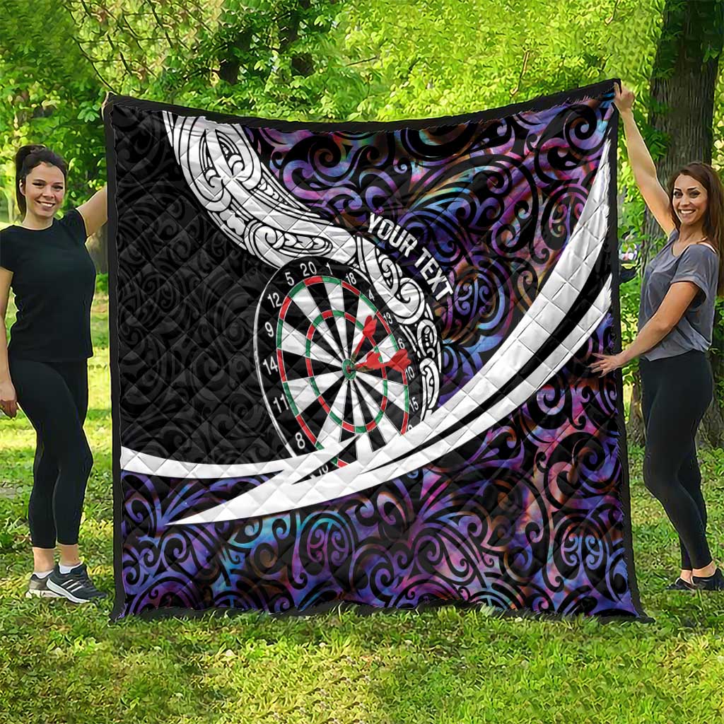 Personalized NZ Darts Quilt Paua Shell Maori Koru Whakairo - Purple - Polynesian Pride