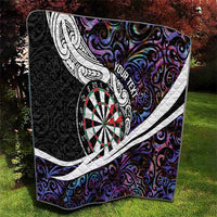 Personalized NZ Darts Quilt Paua Shell Maori Koru Whakairo - Purple - Polynesian Pride