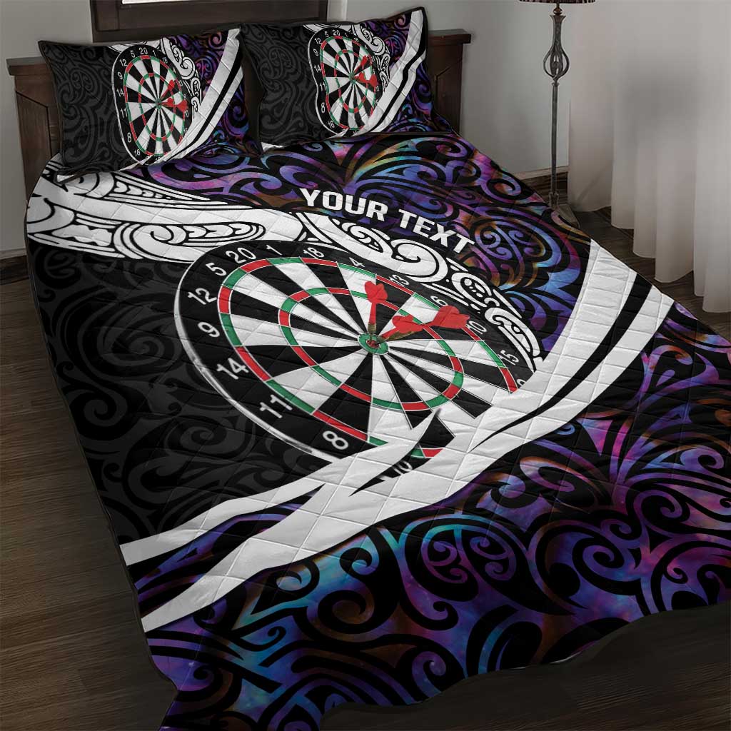 Personalized NZ Darts Quilt Bed Set Paua Shell Maori Koru Whakairo - Purple - Polynesian Pride