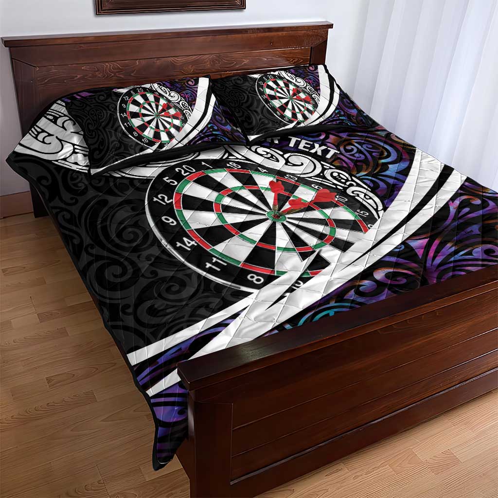 Personalized NZ Darts Quilt Bed Set Paua Shell Maori Koru Whakairo - Purple - Polynesian Pride